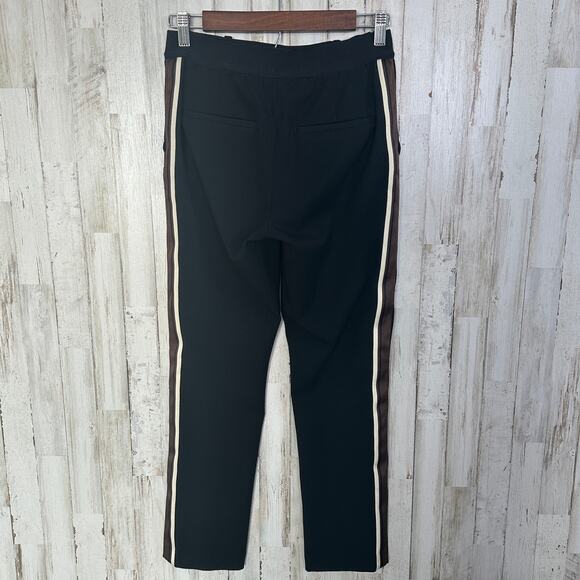 Womens Mid Rise Pants Side Stripe Size 4 Black Brown Beige Preppy Loungewear EUC - Picture 3 of 9